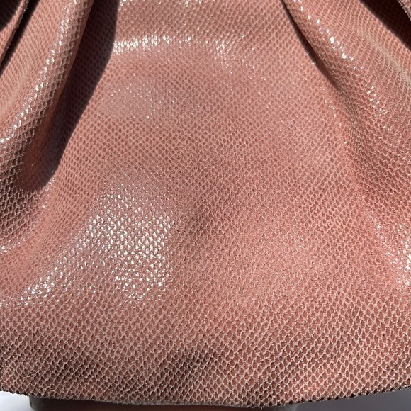 RED Valentino Shimmery Dusty Pink Bow Clutch Crossbody Bag With Gold Chain Strap - Picture 15 of 16